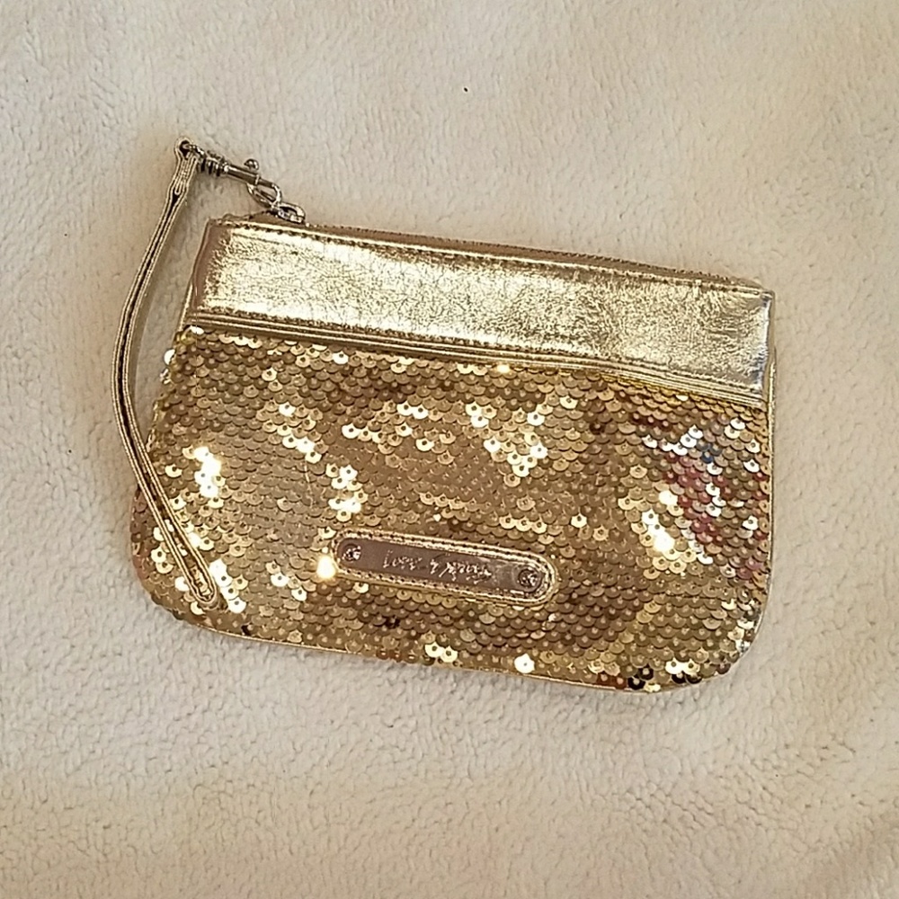 Gold sequin wristlet